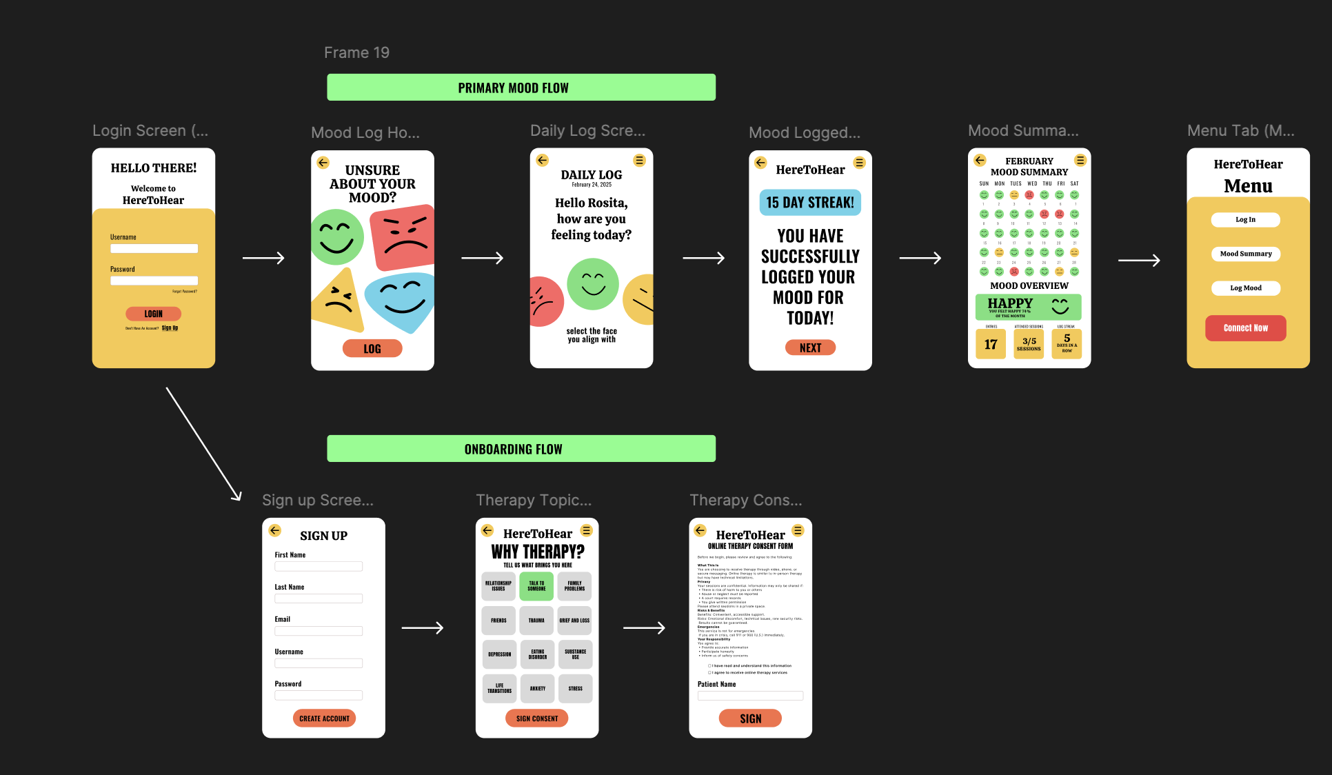 HereToHear mobile app design concept mockup